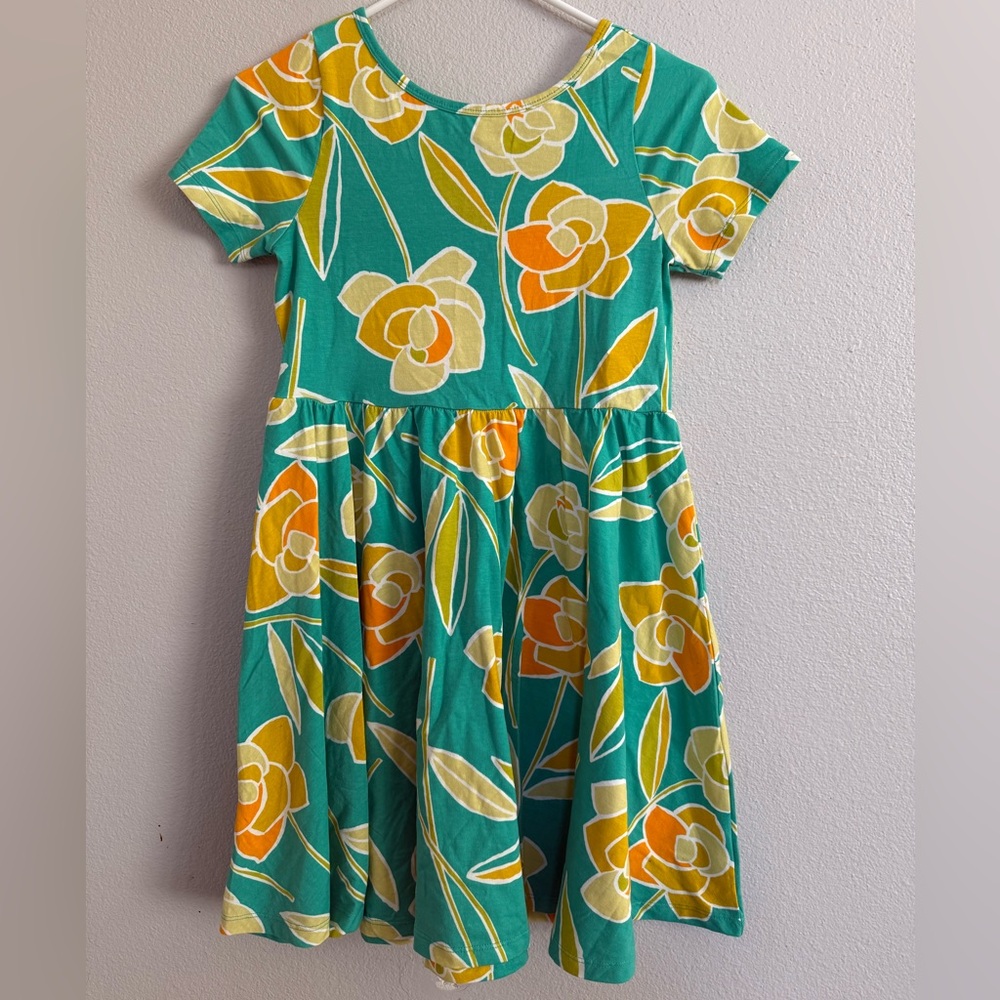 Tea collection Short sleeve ballet dress fit  flare green floral